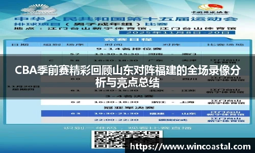 CBA季前赛精彩回顾山东对阵福建的全场录像分析与亮点总结
